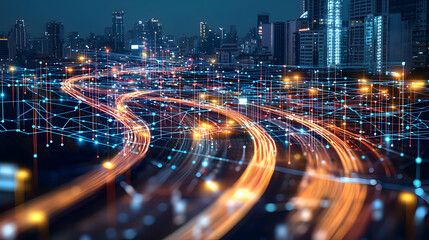 Cityscape Night Traffic Abstract View