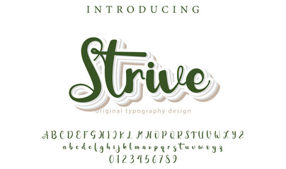 Strive Font Stylish brush painted an uppercase vector letters, alphabet, typeface