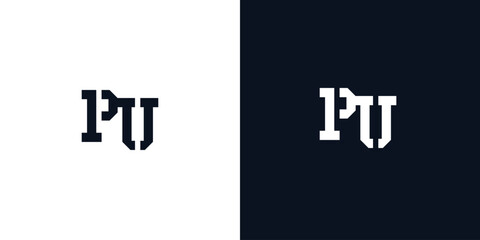 Fototapeta premium Creative abstract initial letter PU logo.