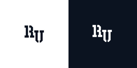 Creative abstract initial letter RU logo.