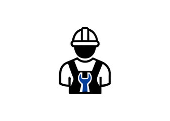 Icon Design Construction Worker Hard Hat Wrench
