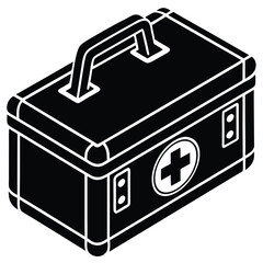 First Aid Box black metal container with a key is a secure storage case