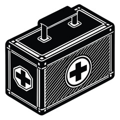 First Aid Box black metal container with a key is a secure storage case