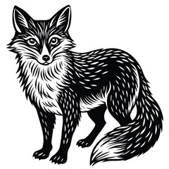 Cute vector illustration of a wild fox and cat sketch, mammal art