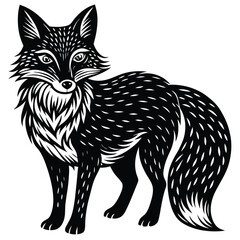 Cute vector illustration of a wild fox and cat sketch, mammal art