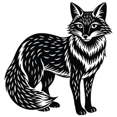 Cute vector illustration of a wild fox and cat sketch, mammal art