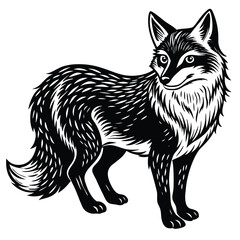 Obraz premium Cute vector illustration of a wild fox and cat sketch, mammal art