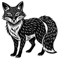 Cute vector illustration of a wild fox and cat sketch, mammal art