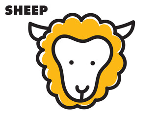 カラフルでポップ　シンプルな動物イラスト　羊