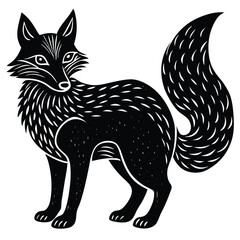Fototapeta premium Cute vector illustration of a wild fox and cat sketch, mammal art