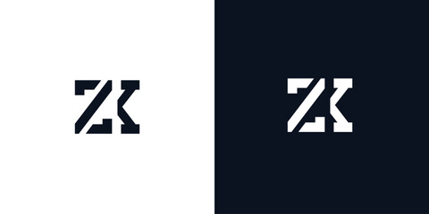 Creative abstract initial letter ZK logo.