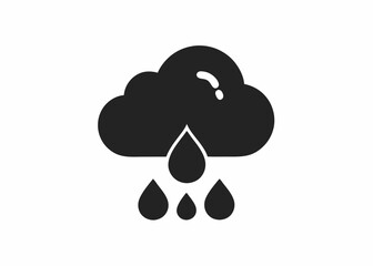 Minimalist Icon Water Droplet Raincloud Black