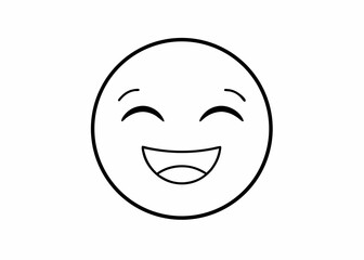 Fototapeta premium Simple Black And White Line Drawing Circular Smiley