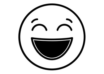 Fototapeta premium Simple Black And White Line Drawing Circular Smiley