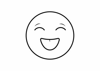 Fototapeta premium Simple Black And White Line Drawing Circular Smiley