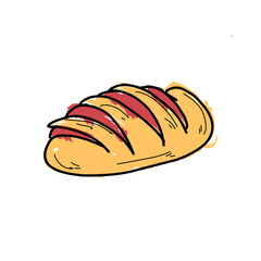 Hand-Drawn Loaf of Bread Illustration – Artisan Bakery Style