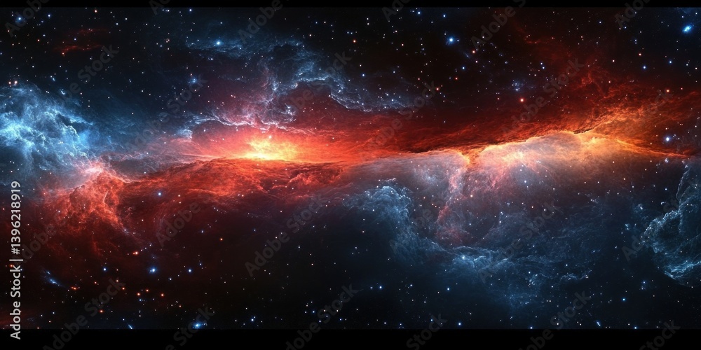 Wall mural cosmic nebula panorama equirectangular projection deep space environment map with stars and glowing 