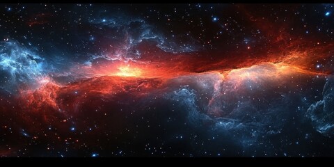 Cosmic Nebula Panorama Equirectangular Projection Deep Space Environment Map with Stars and Glowing Scenery