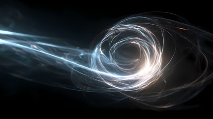 Abstract energy swirl with light streaks and circular motion against a dark background, creating a sense of dynamism and innovation.