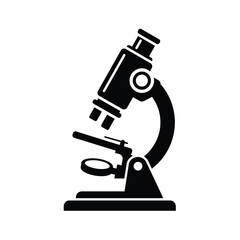 Microscope Vector Illustration Simple Medical Science Equipment Silhouette Icon Isolated
