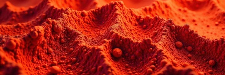 Red dirt texture, aerial view, fine sand grains, rough, coarse, surface