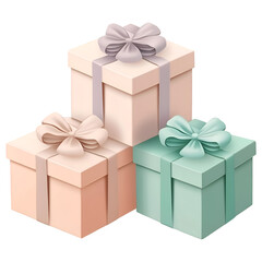 3D Style Gift Box Icon Set_Gold, Dark Blue, Silver, Ruby Red, and subtle lighting colors create an elegant and luxurious atmosphere.