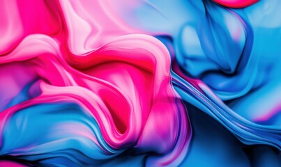 Obraz premium Dynamic intertwining of vibrant pink and blue hues creates a fluid, abstract motion graphic.