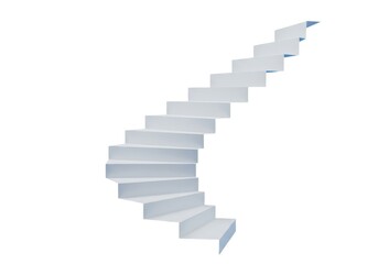 Modern staircase design idea for home interior architecture isolated on white background