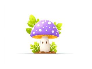 Naklejka premium An illustration of simple and cute purple mushroom on a solid color background