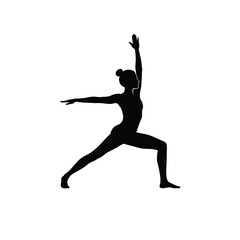 Woman Performing Warrior Two Yoga Pose Silhouette On White Background