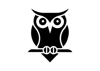 Obraz premium Stylized Owl Logo Blue And White Minimalist Design