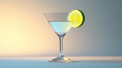 Refreshing Martini Glass with Lime Garnish A Classic Cocktail Presentation for Beverage Enthus