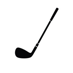 Black And White Silhouette Of A Golf Club Isolated On White Background