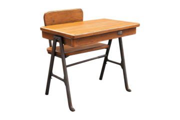 School desk furniture table isolated on transparent background
