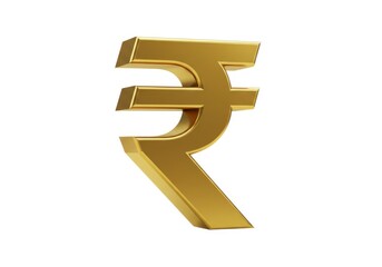 Indian rupee symbol currency finance wealth investment gold isolated on white background