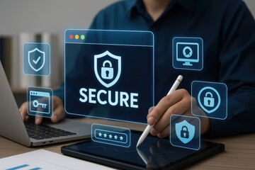Cybersecurity Shield and Digital Protection Technology. Safeguarding Data, Networks, and Online Systems from Evolving Threats