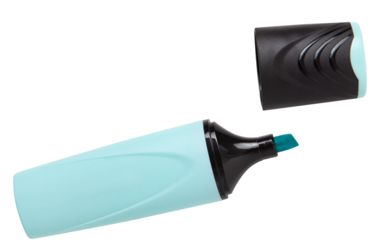 blue highlighter marker on transparent background, cut out, PNG