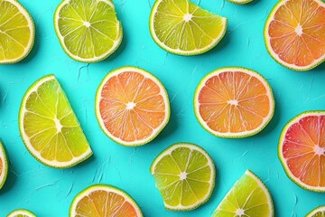 Lime Slice Pattern Vibrant Colors Pop Art Food Design