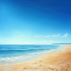 Obraz premium Tropical Beach Scene with Golden Sand and Blue Sky Relaxing Nature Landscape