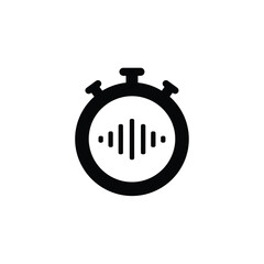 Stopwatch With Sound Waves Vector Icon For Timing And Audio Analysis