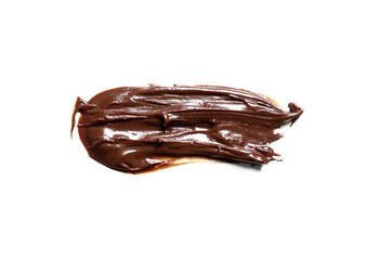 Smear of sweet chocolate spread on white background