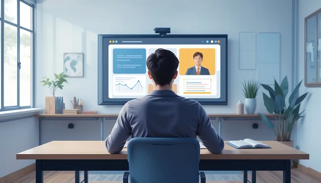 Online Learning Student Engaging in Virtual Classroom via Video Conference