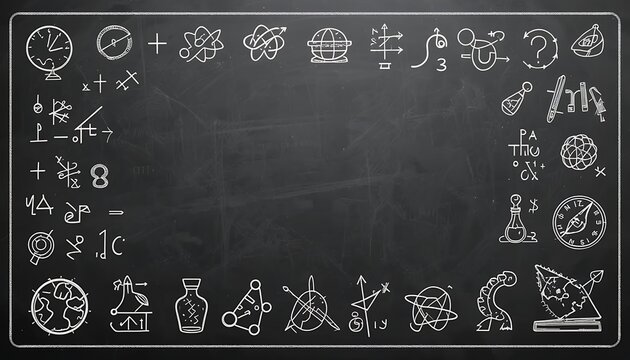 Vintage Chalkboard Vector Math, Science & Doodle Icons