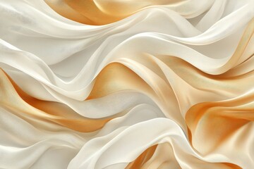 Obraz premium Elegant beige and white silk waves create flowing curves in this high-resolution abstract background, ideal for presentations and designs, featuring ample copy space.