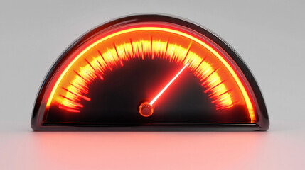 Glowing Red Speedometer: Chrome, Neon, and Intense Energy