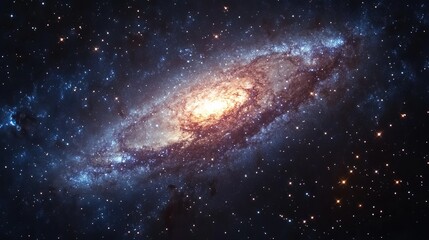 Naklejka premium A stunning spiral galaxy with a bright center and swirling arms against a starry background view