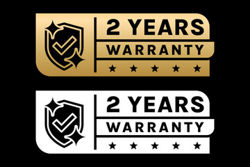 Warranty 1, 2, 3, 4, 5, 6, 7, 8, 9, 10 years months days hour label, logo, badge, icon, sticker, emblem, stamp, symbol, black, golden, flat vector, isolated illustration.