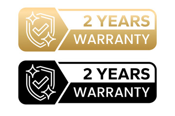 Warranty 1, 2, 3, 4, 5, 6, 7, 8, 9, 10 years months days hour label, logo, badge, icon, sticker, emblem, stamp, symbol, black, golden, flat vector, isolated illustration.