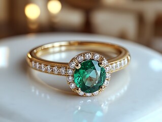 Emerald Ring on White Dish