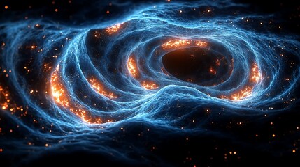 An intricate tapestry of bioluminescent veins weaving through a dark abyss, pulsating with an organic, futuristic energy, resembling an alien neural network.